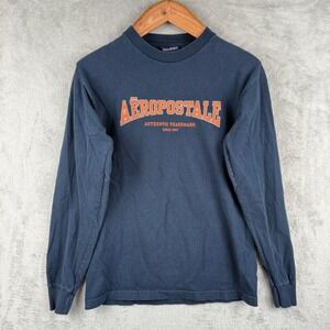 Aeropostale Y2K Long Sleeve T-Shirt‎ Mens M A87 Navy Blue Surfer Grunge Vintage